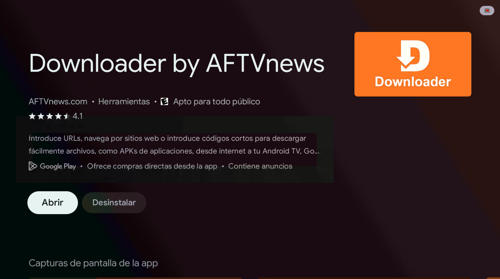 Instalar y abrir Downloader