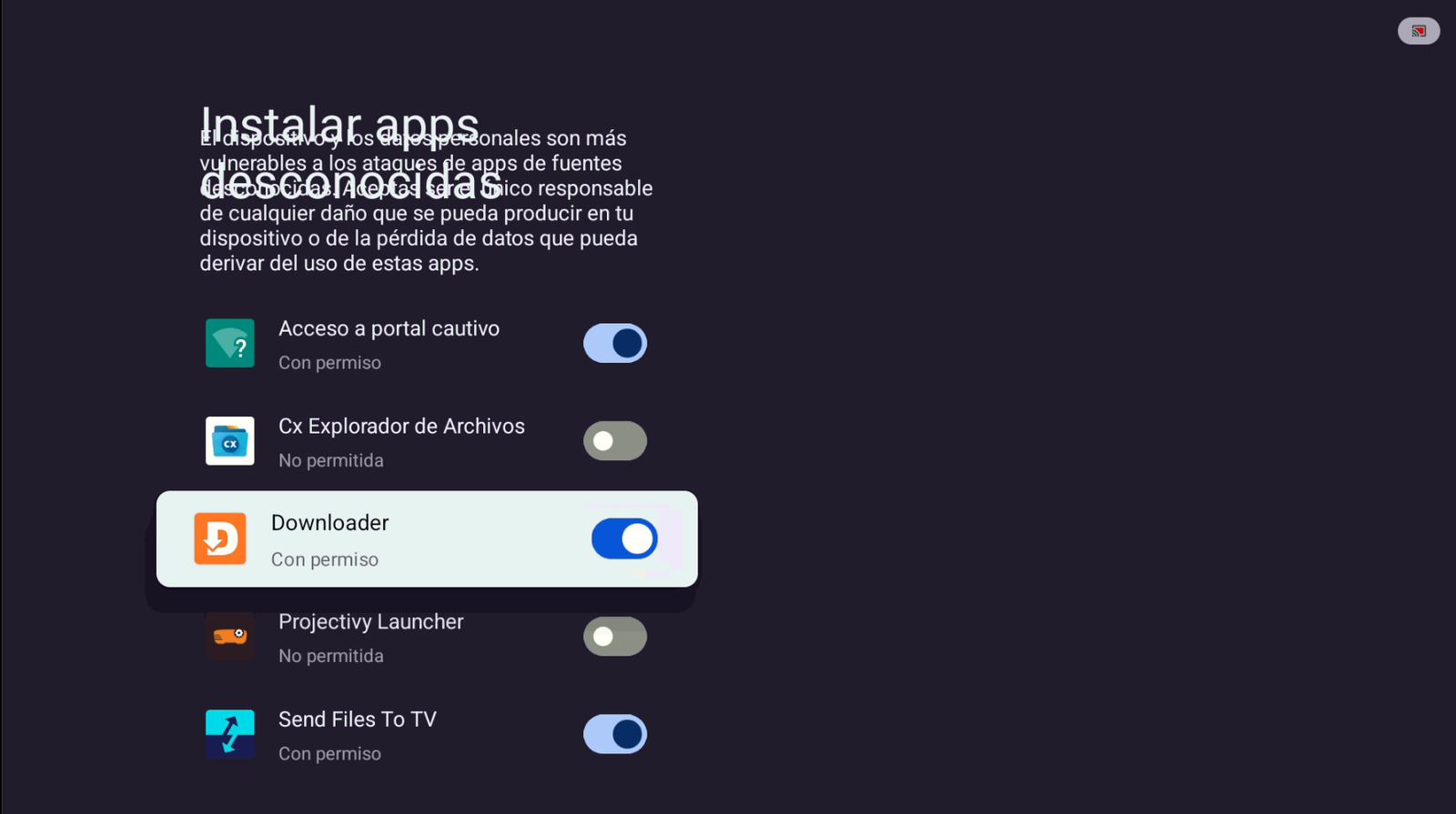 Autorizar Downloader para instalar apps
