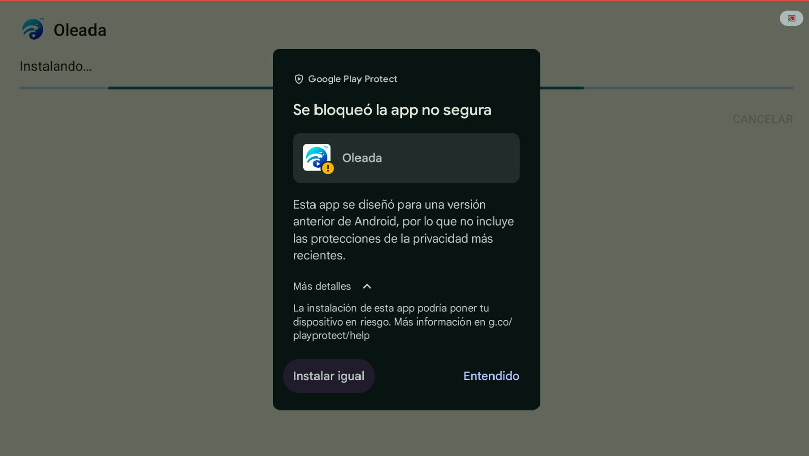 Play Protect: Instalar igual Oleada