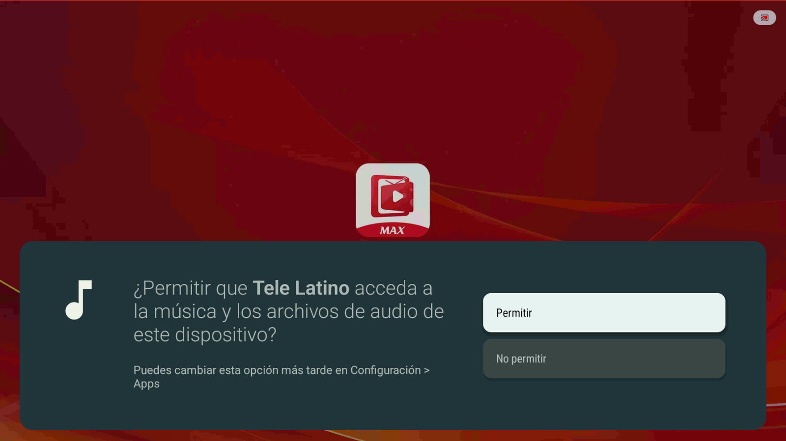Permitir permisos de audio para Telelatino