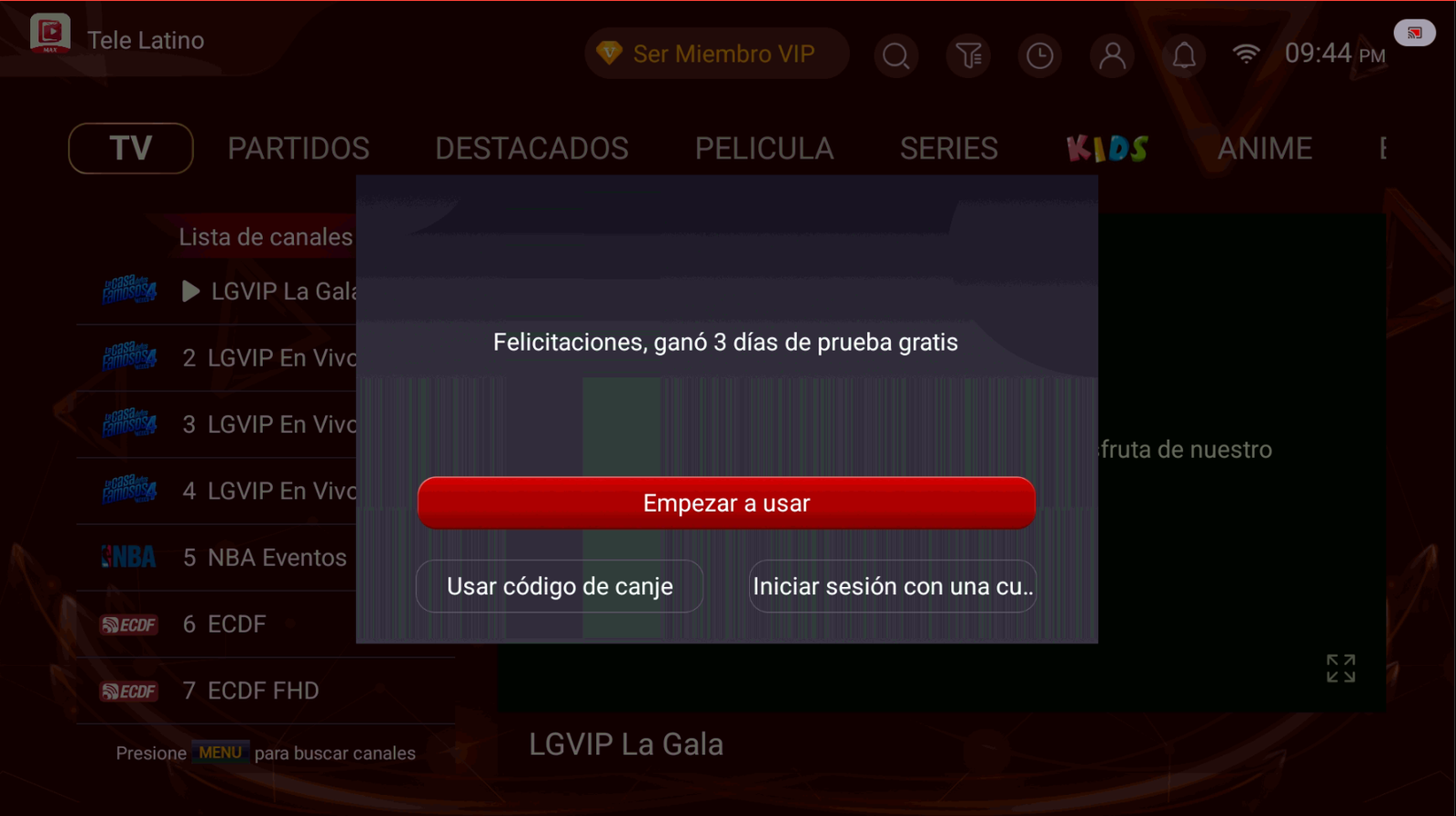 Prueba gratis de 3 días en Telelatino