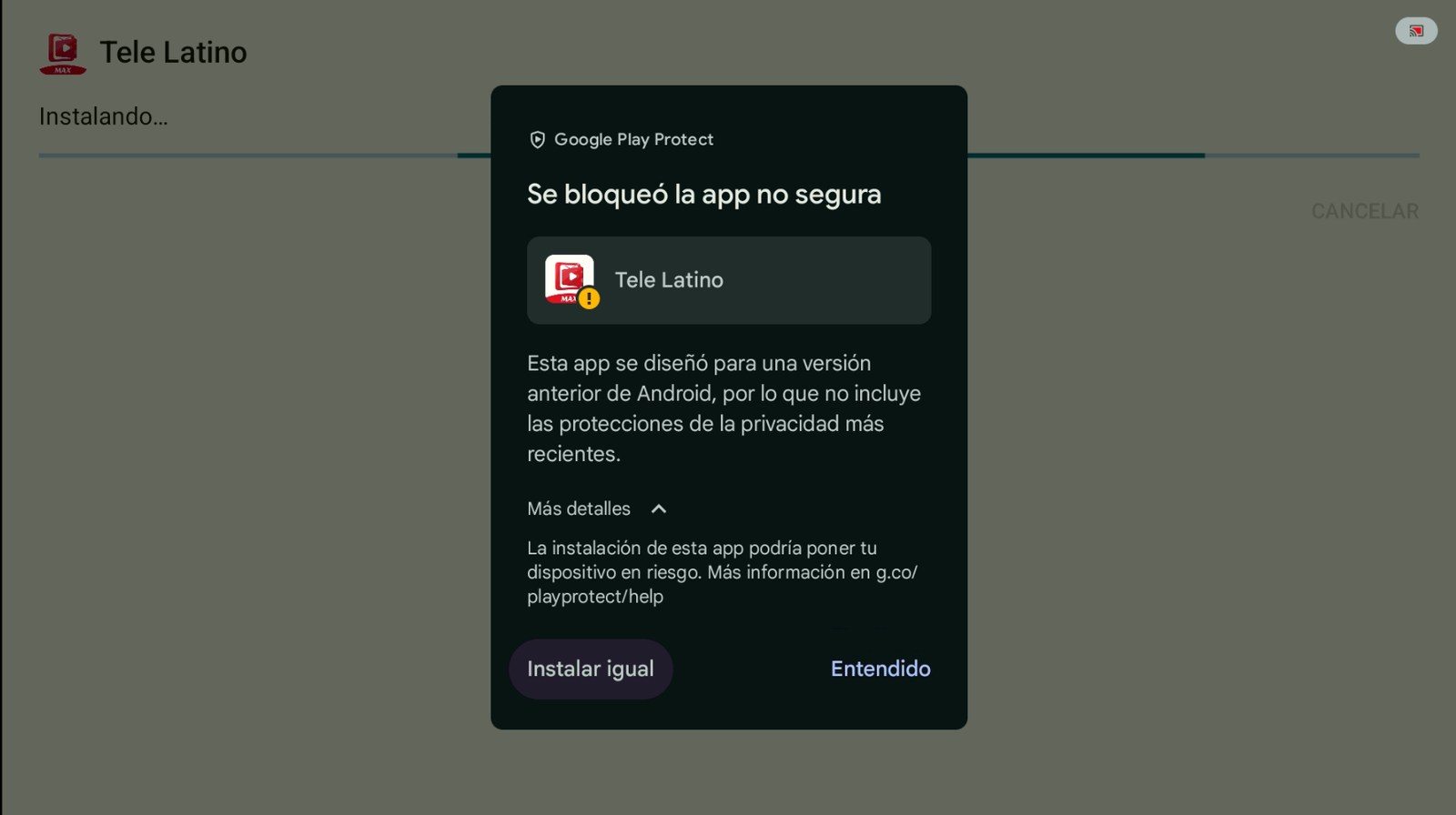 Play Protect: Instalar igual Telelatino
