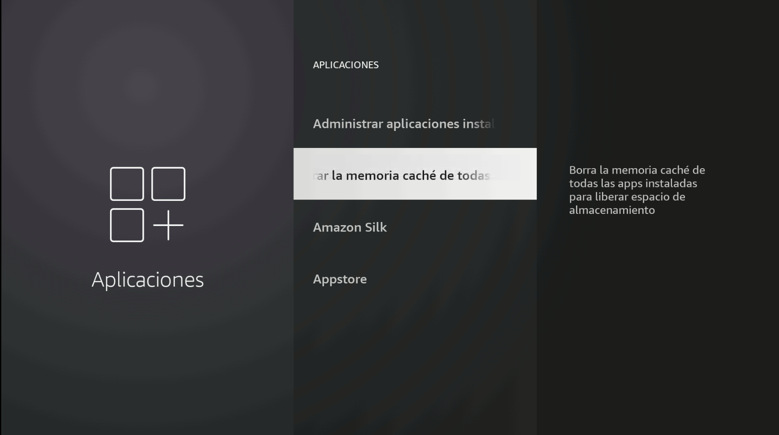 Borrar caché de todas las apps