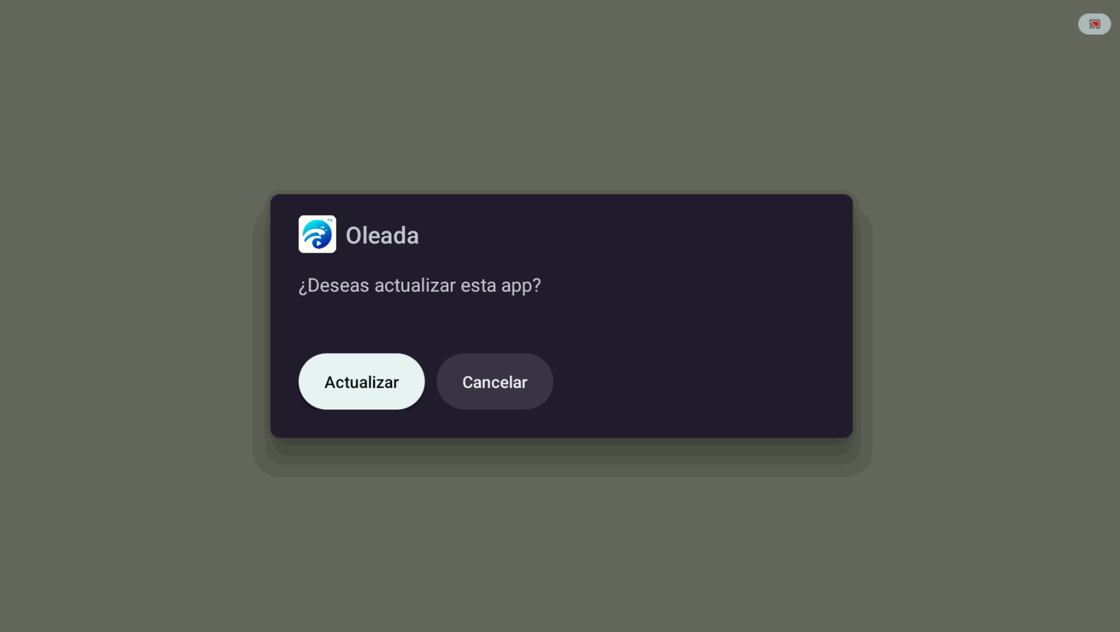 Confirmar la actualización de OleadaTV